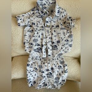 Janie and Jack Navy and White Nautical Shirt and shorts